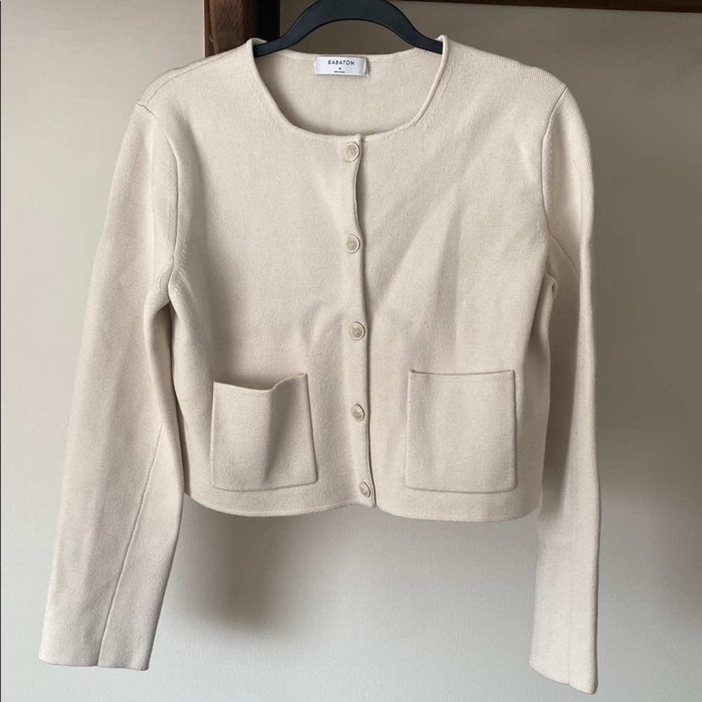 Babaton Notable Cream Cardigan with Pockets sz M